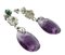 White Gold Drop Earrings with Amethysts and Emeralds, Set of 2, Image 4