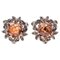 9 Karat Rose Gold and Silver Stud Earrings with Topazs and Diamonds, Set of 2 1