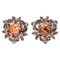 9 Karat Rose Gold and Silver Stud Earrings with Topazs and Diamonds, Set of 2, Image 1