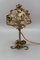 Lámpara de mesa francesa Roses de metal dorado, años 50, Imagen 3