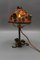 Lámpara de mesa francesa Roses de metal dorado, años 50, Imagen 4