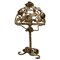 Lámpara de mesa francesa Roses de metal dorado, años 50, Imagen 1