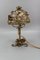 Lámpara de mesa francesa Roses de metal dorado, años 50, Imagen 7