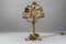 Lámpara de mesa francesa Roses de metal dorado, años 50, Imagen 9