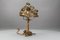 Lámpara de mesa francesa Roses de metal dorado, años 50, Imagen 12