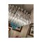 Transparent and Light Blue Triedro Chandelier in Murano Glass 3