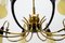 Lámpara de araña Sputnik italiana de vidrio y latón con 10 luces, años 50, Imagen 12