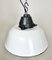 Industrial White Enamel and Cast Iron Pendant Light with Glass Cover, 1960s 9