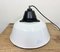 Industrial White Enamel and Cast Iron Pendant Light with Glass Cover, 1960s 10