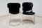 Dining Room Chairs in Chrome and Black Leather, Italy, 1970s, Set of 4 2