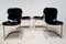 Dining Room Chairs in Chrome and Black Leather, Italy, 1970s, Set of 4, Image 3