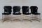 Dining Room Chairs in Chrome and Black Leather, Italy, 1970s, Set of 4 1