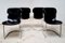 Dining Room Chairs in Chrome and Black Leather, Italy, 1970s, Set of 4 4