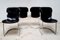 Dining Room Chairs in Chrome and Black Leather, Italy, 1970s, Set of 4, Image 4