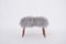 Mid-Century Modern Danish Stool Reupholstered in Grey Sheep Skin, 1950s 3