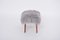 Mid-Century Modern Danish Stool Reupholstered in Grey Sheep Skin, 1950s 8