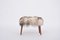 Mid-Century Modern Danish Stool Reupholstered in White and Black Sheep Skin, 1950s, Image 4