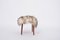 Mid-Century Modern Danish Stool Reupholstered in White and Black Sheep Skin, 1950s, Image 7