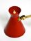 Mid-Century Brass Extendable Scissor Wall Lamp with Aluminum Diabolo Shade in Red, 1950s, Image 10