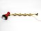 Mid-Century Brass Extendable Scissor Wall Lamp with Aluminum Diabolo Shade in Red, 1950s, Image 18