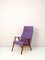 Scandinavian Armchair with Purple Fabric, 1960s 4