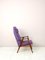 Scandinavian Armchair with Purple Fabric, 1960s 3