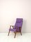 Scandinavian Armchair with Purple Fabric, 1960s 5
