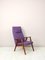 Scandinavian Armchair with Purple Fabric, 1960s, Image 6