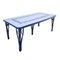 Vintage Spanish Hand-Painted Porcelain Dining Table with Blue Bamboo Legs from Manises, Image 4