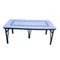 Vintage Spanish Hand-Painted Porcelain Dining Table with Blue Bamboo Legs from Manises, Image 1