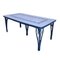 Vintage Spanish Hand-Painted Porcelain Dining Table with Blue Bamboo Legs from Manises 8