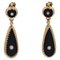 Boucles d'Oreilles Pendantes Perles Fines, Onyx et Or Jaune 18 Carats, 19ème Siècle, Set de 2 1