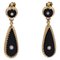 Fine Pearls, Onyx and 18 Karat Yellow Gold Dangle Earrings, 19th Century, Set of 2 1