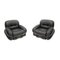 Mid-Century Modern Italian Sofa and Armchairs in Black Leather and Steel, 1970s, Set of 3, Image 6