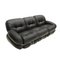 Mid-Century Modern Italian Sofa and Armchairs in Black Leather and Steel, 1970s, Set of 3 3