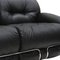 Mid-Century Modern Italian Sofa and Armchairs in Black Leather and Steel, 1970s, Set of 3, Image 4