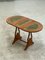 Edwardian English Oval Folding Caffe Table with Leather Top, 1890s, Image 1
