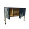 Mid-Century Modern Nightstands in Night Blue with Cityscape Decoration, Set of 2 13