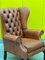 Vintage Light Brown Leather Chesterfield Wing Chair, Image 11