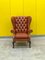 Vintage Light Brown Leather Chesterfield Wing Chair 6