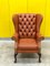 Vintage Light Brown Leather Chesterfield Wing Chair 1