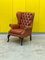 Vintage Light Brown Leather Chesterfield Wing Chair 10