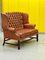 Georgian English Tufted Leather Chesterfield Wingback Two Seater Sofa, Image 3