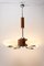 Lámpara de araña Art Déco de cromo y madera, Bohemia, años 30, Imagen 2