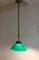 Lampada da soffitto vintage con struttura in ottone e schermo in vetro verde, anni '80, Immagine 4