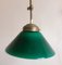 Vintage Ceiling Lamp with Brass Frame and Green Glass Screen, 1980s 3