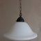 Antique German Ceiling Lamp with Brass Mount and White Arched Glass Shade, 1900s, Image 4