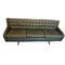 Vintage Green Leather Sofa with Chrome-Plated Legs 1