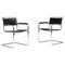 S34 Cantilever Chairs in Black Leather and Chrome by Mart Stam for Thonet, Germany, 1970s, Set of 2 1