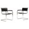 S34 Cantilever Chairs in Black Leather and Chrome by Mart Stam for Thonet, Germany, 1970s, Set of 2, Image 1